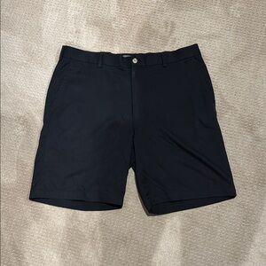 Peter Millar Black Flat Front Shorts